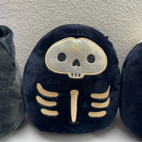 Lot of 3  Squishmallows 5" Skeleton skull Judith Black  Halloween Plush Animals - Picture 3 of 11